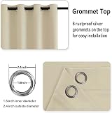DWCN Light Beige Blackout Curtain Panels 66x54 with Tiebacks, 2 Panels view 4