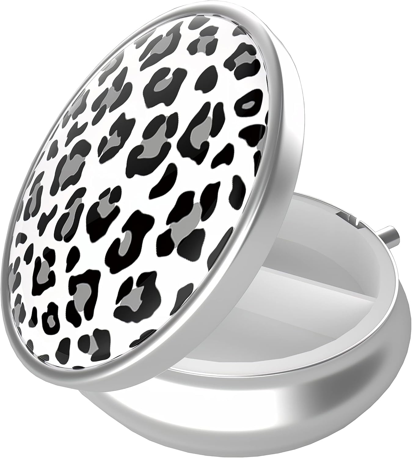 Photo 1 of Weaninyiu Pill Box, 3 Compartment Portable Travel Medicine Box with Mirror, Compact and Cute, Fits in Purse and Pocket, Medicine and Vitamin Organizer (Snow Leopard)