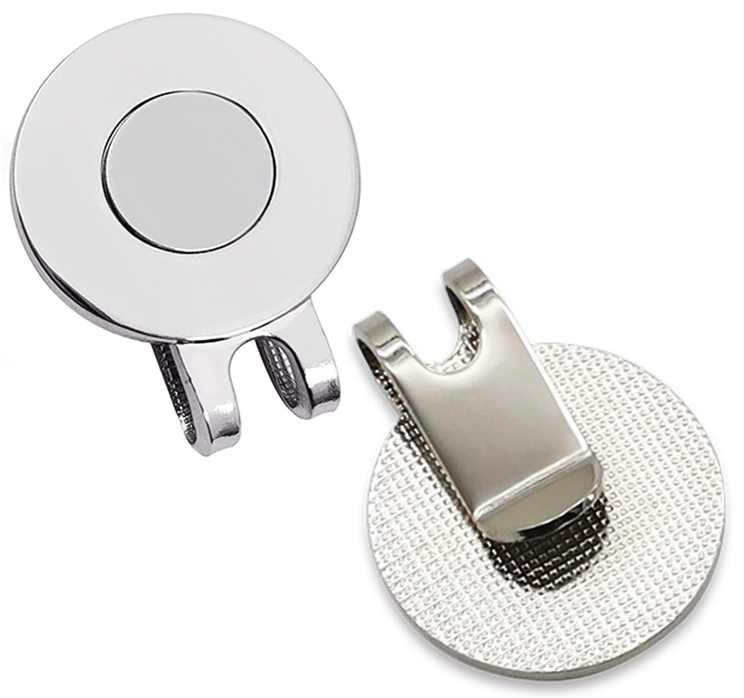 Adhere 2pcs Golf Hat Clip Golf Ball Marker Holder Magnetic Golf Cap Clips Without Ball Marker (Shiny Nickel)