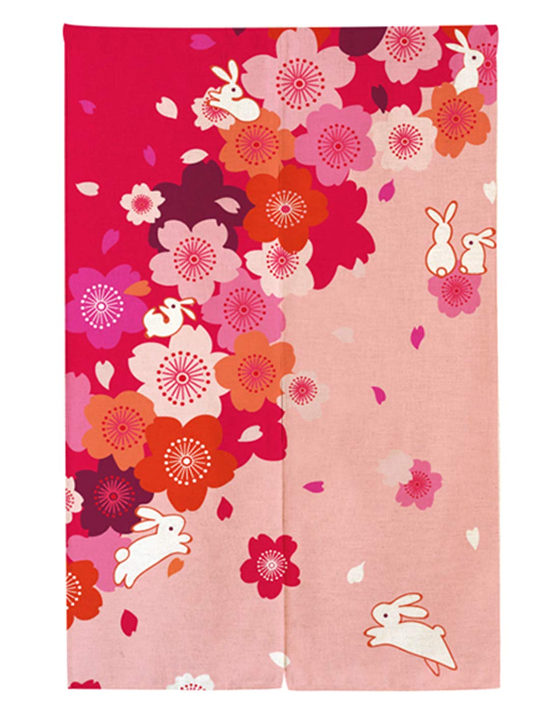 LIGICKY Japanese Style Noren Long Doorway Curtain Running Rabbits Door Curtains Window Tapestry for Home Decoration, 33.5"x59" Pink