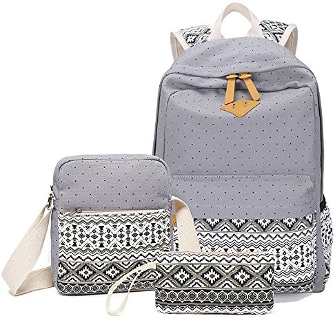Muchengbao canvas black, red leisure travel double shoulder student fashion national style combination of double shoulder bag (gray)