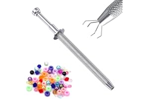 DJCIW Piercing Ball Grabber Tool,Precision 4.5inch Pick-Up Tool with 4 Prongs for Jewelry Making Electronics Crafts Claw Twee