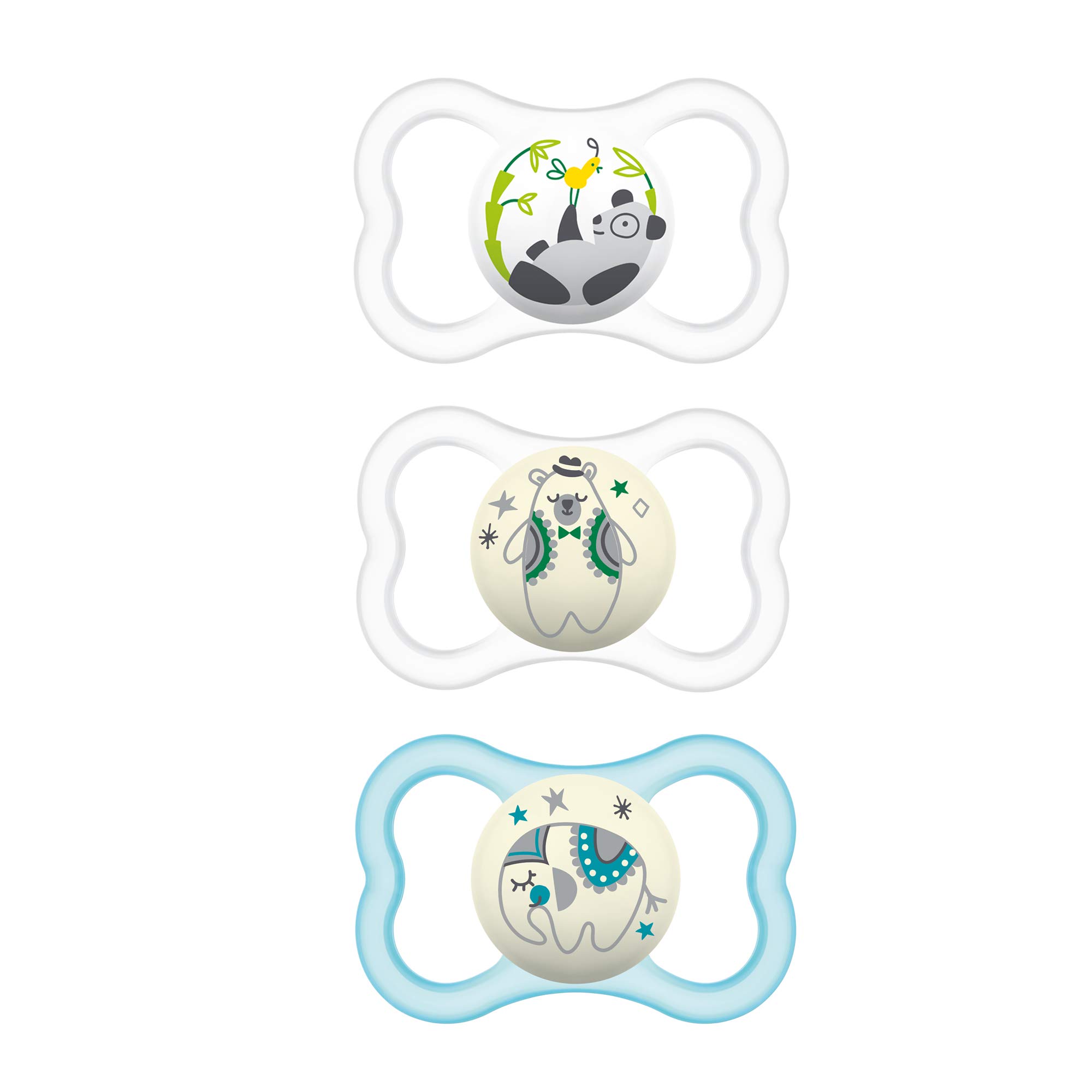 Photo 1 of MAM Air Night & Day Baby Pacifier, for Sensitive Skin, Glows in The Dark, 3 Pack, 6-16 Months, Unisex,3 Count (Pack of 1)