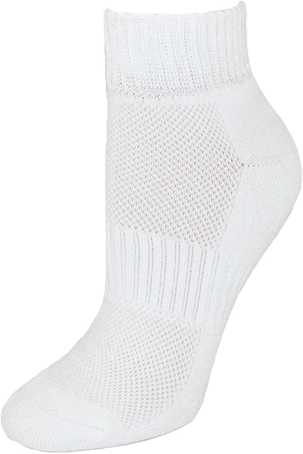 CTM Women's Cotton Blend Arch Support Ankle Sock (Pack of 3), White at Amazon Women’s Clothing store