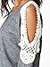 Choies Women's Cotton Gray Cold Shoulder Crochet Lace Sleeve T-shirt
