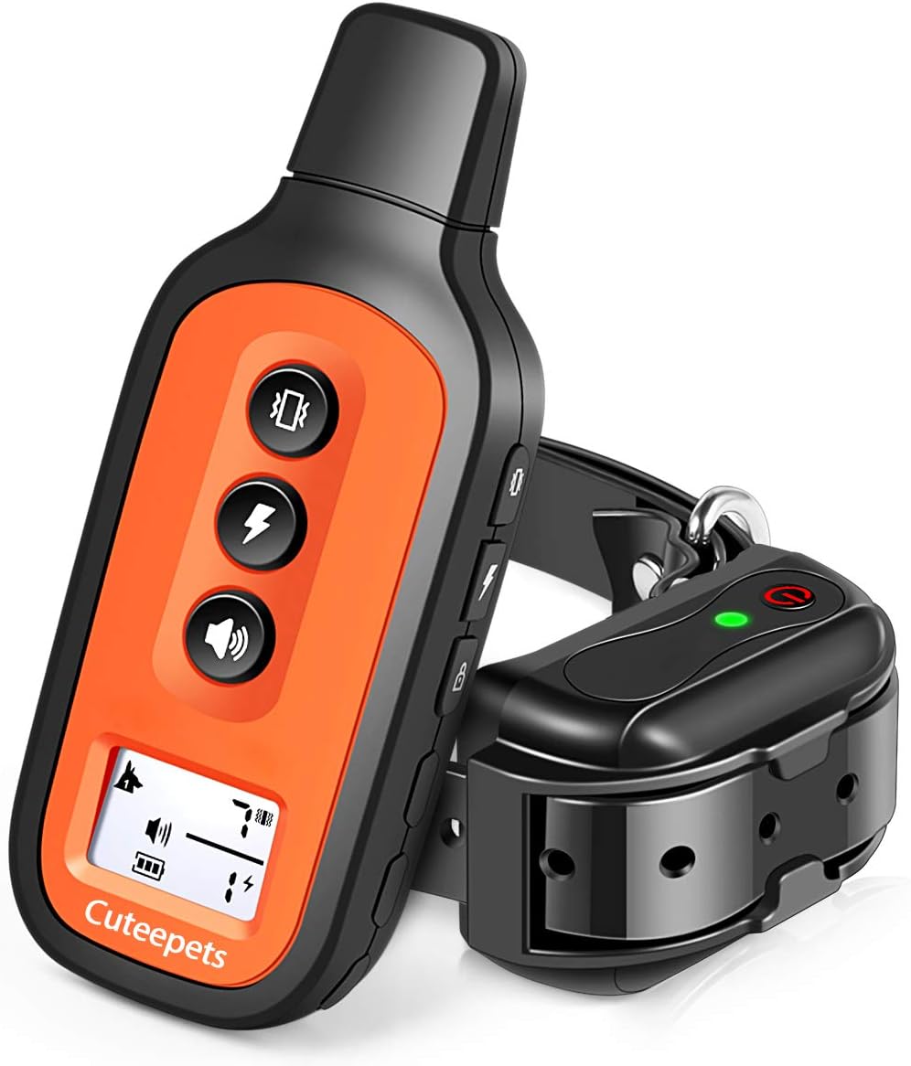 Cuteepets Dog Training Collar, Waterproof and Rechargeable Shock Collar for Dogs w/3 Training Modes, Up to 1600Ft Remote…