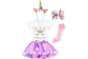 Doctor Unicorn Birthday Girls Outfit Set Tutu Skirt Dress, Unicorn Shirt, Headband & Satin Sash
