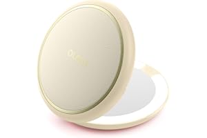 llano Compact Mirror, Lighted Travel Makeup Mirror with 1X/2X Magnifying Double Sided Dimmable Portable Pocket Mirror for Handbag and Pocket,Foldable Compact Mirror 3.6"L x 0.8"W, USB Charging(Yellow)