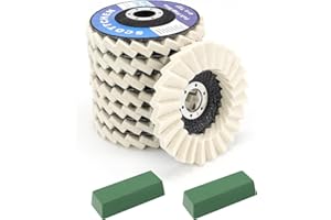 SCOTTCHEN 8 Pack Felt Flap Disc Abrasives 4-1/2" x 7/8" Arbor Buffing Polishing Wheel for Angle Grinder,with 2 Pack Fine Buffing Polishing Cutting Compounds Total 14 Oz.