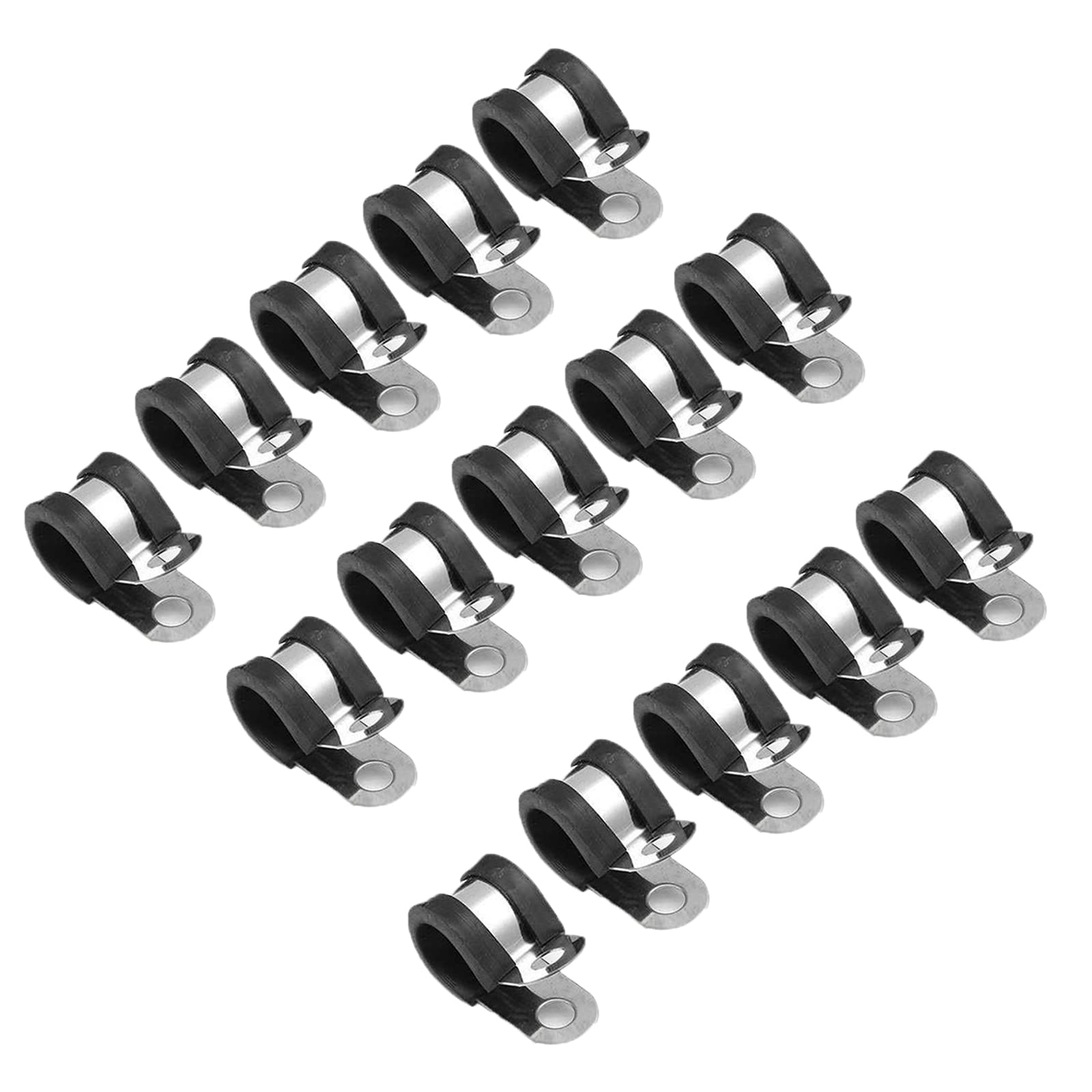 19mm Stainless Steel Cable Clamp, Durable Rubber Cushioned Metal Cable Clamps for Tube/Pipe or Wire Cord Installation 15PCS