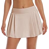 HOKOYI Women's Athletic Pleated Tennis Golf Skirt with Pockets Workout Running Sports Skort with Shorts