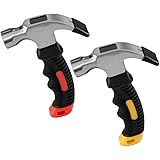 GIEMSON Stubby Claw Hammer 2 Pack 8 Oz Small Mini Hammers with Magnetic Nail Starter for Household Work and Outdoor Camping