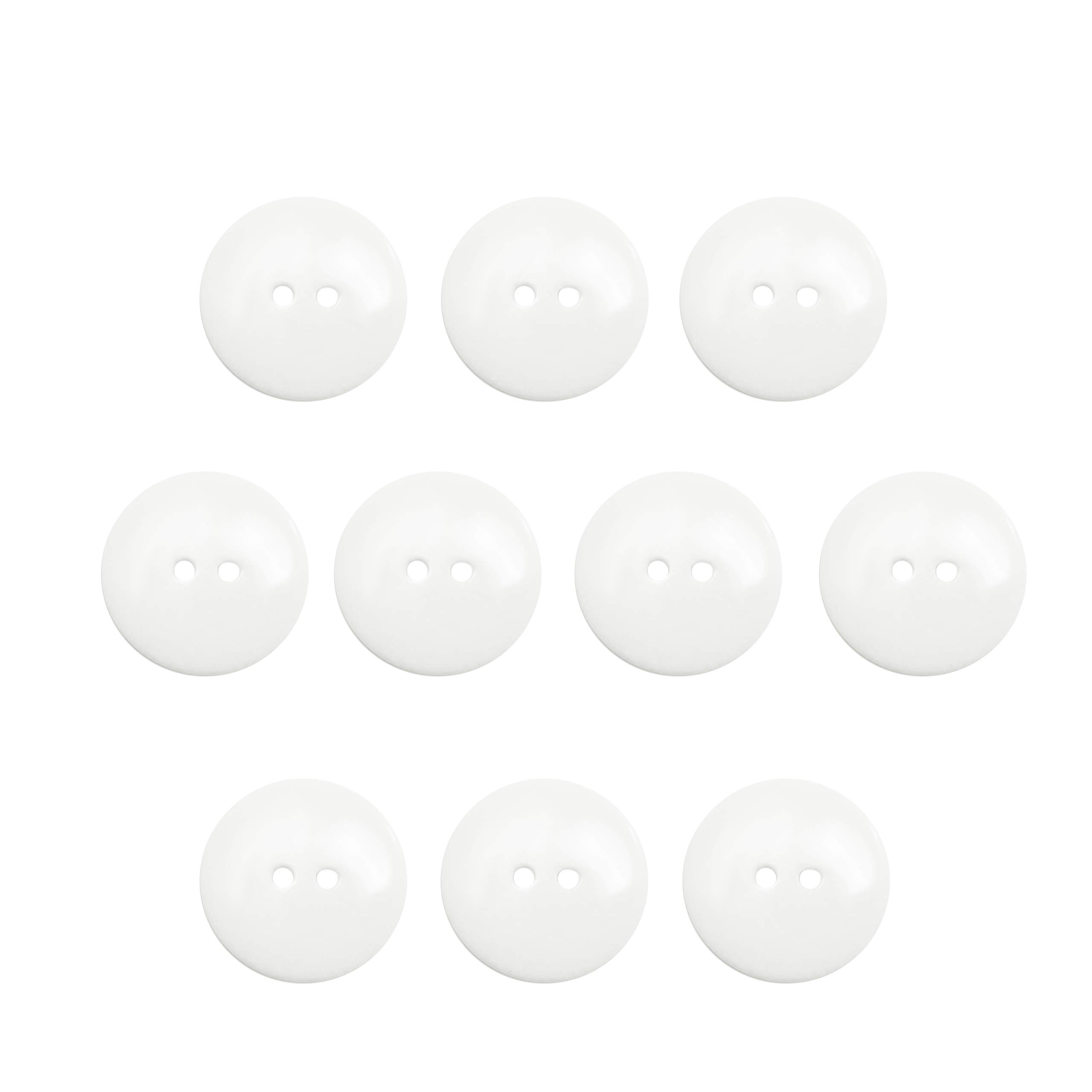 Buttons 1 Inch (1”) 2 Hole 10 Pieces - White Black Clear - Sewing Crafts Replacement Button -Perfect for Crafts, Coats, Shirts, Pants, Shorts, Cardigans, Blazers, Skirts (White)