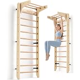 RokePro Multi-Function Gymnastics Swedish Ladder,Wall Mounted Wooden Gymnastics Bar,Indoor Home Gym for Kids &amp; Adults