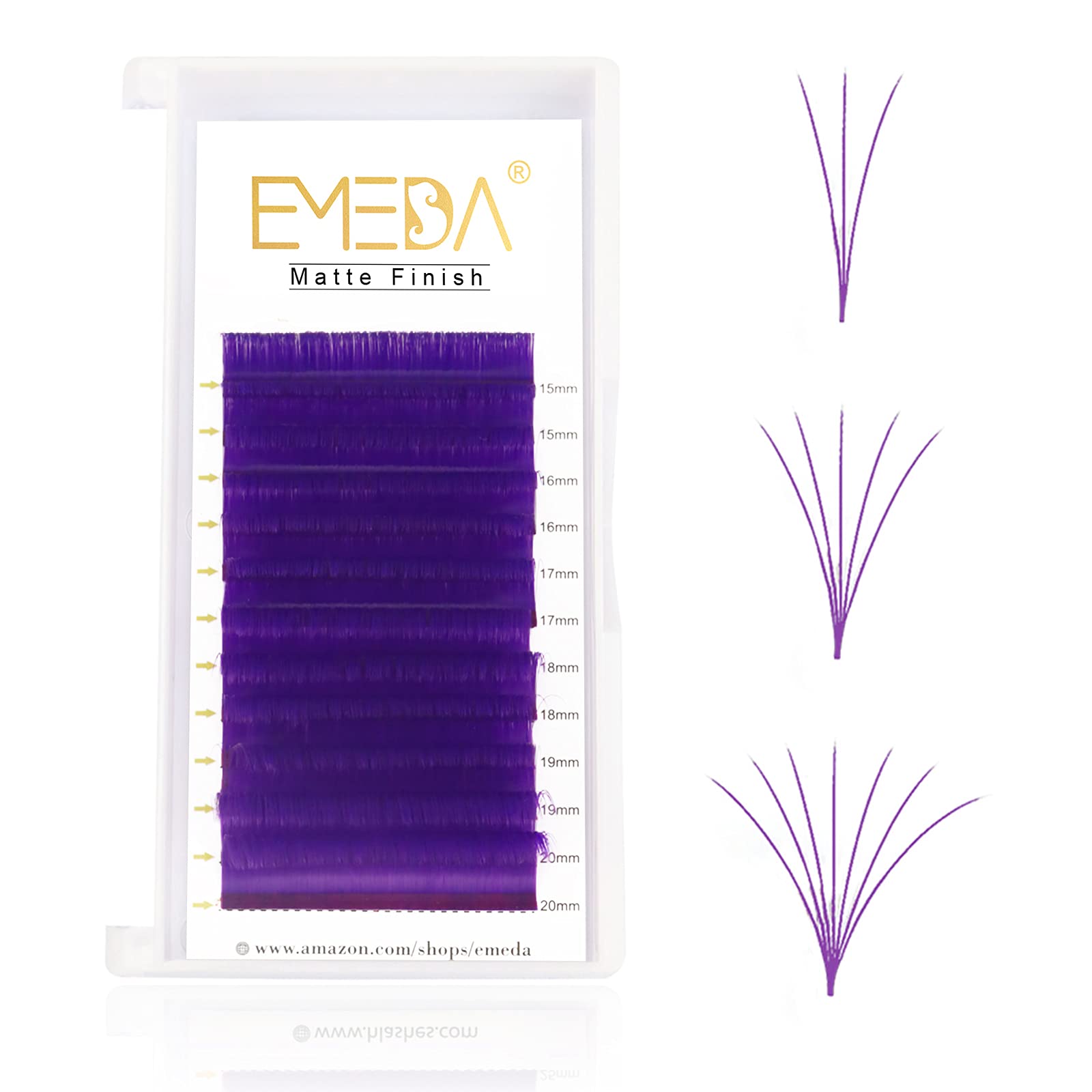 EMEDA Colored Lash Extensions Easy Fan Volume Lashes Colorful Purple Lashes 0.07mm D Curl 9-15mm Mix Length 2D-20D Rapid Auto Self Fanning Mega Volume Eyelash Extensions (Purple) — image 1