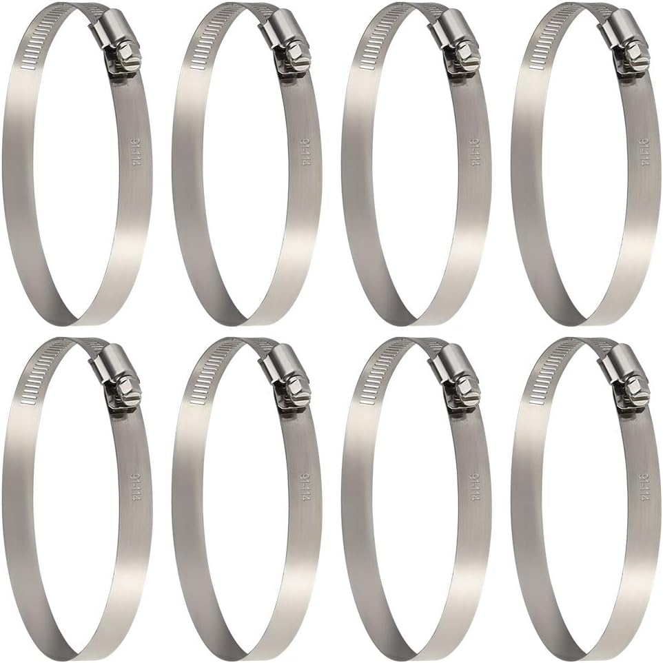 TUPARKA 8Pcs Metal Hose Clips 91-114mm Stainless Steel Ducting Clamps Pipe