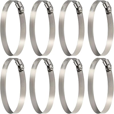 TUPARKA 8Pcs Metal Hose Clips 91-114mm Stainless Steel Ducting Clamps Pipe