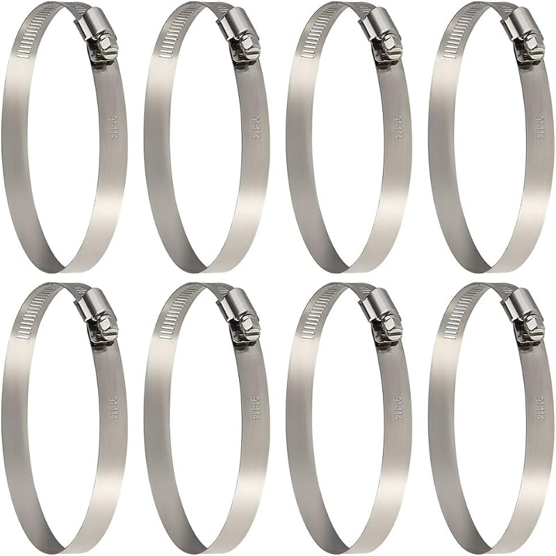 TUPARKA 8Pcs Metal Hose Clips 91-114mm Stainless Steel Ducting Clamps Pipe