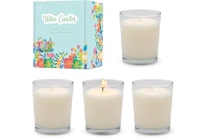 CoCo-Life Unscented White Votive Candles in Glass Small Soy Wax 1.8oz Candles for Wedding Party Dinner Table Home, 4 Packs