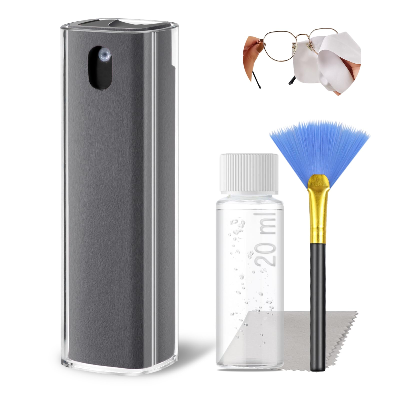 JiaTeums Car Screen Cleaner,Phone Screen Wipe Squeegee for Laptop, Tablet, Smartphone, LCD/TFT, LED, OLED, Monitors (20ml, grey)