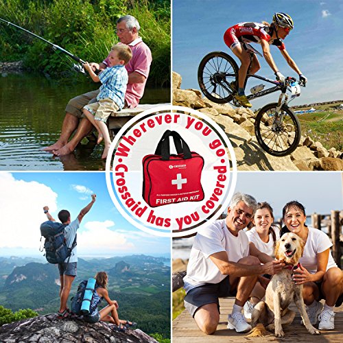 Crossaid-First-Aid-kit-160-Piece-for-Medical-Emergency-Bonus-46-Piece-Traveling-First-Aid-Kit-Includes-Survival-Paracord-Bracelet-for-Home-Office-car-Outdoors-Boat-Camping-Hiking-Daycare