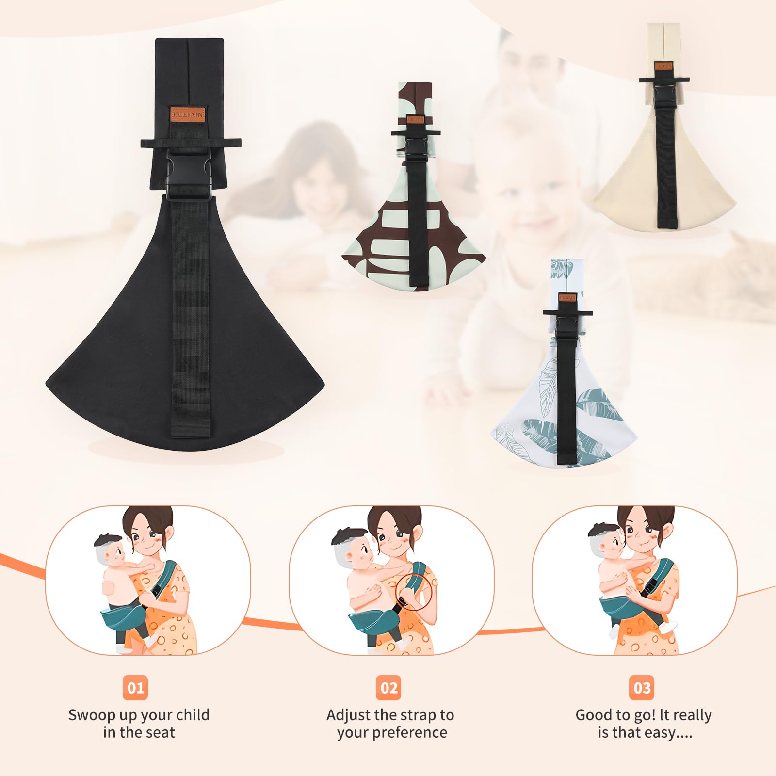 2 Packs Toddler Carrier,Baby Sling Carrier,Baby Sling,Lightweight, Portable, Ergonomic-Designed, Travel-Friendly, Secure & Safe Baby Carriers(Black+Beige)