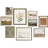 Vintage Gallery Wall Art Set - Retro Farmhouse Wall Art Prints Nature Canvas Prints for Wall Decor, Landscape Painting Decor for Living Room, Vintage French Country Art Set of 9【Unframed】
