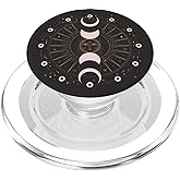 Moon Phases Astrology Space Stars Pattern Black PopSockets PopGrip for MagSafe