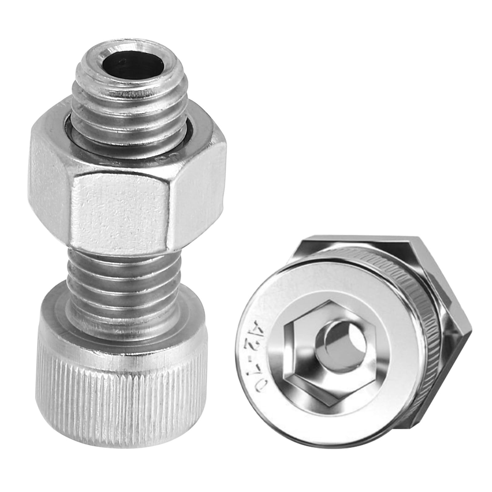 PATIKIL M12x30mm 304 Stainless Steel Hollow Bolt, 2 Set Cylindrical Hexagon Socket Screw Nut Kit Lamp Threading Screws Through Hole Fasteners