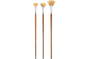 Seekers Cove Fan Brush Set of 3 Natural Boar Bristle - Three Fan Brushes with Natural Bristle and Wooden Handle - Size 4,6,8 Art and Paint