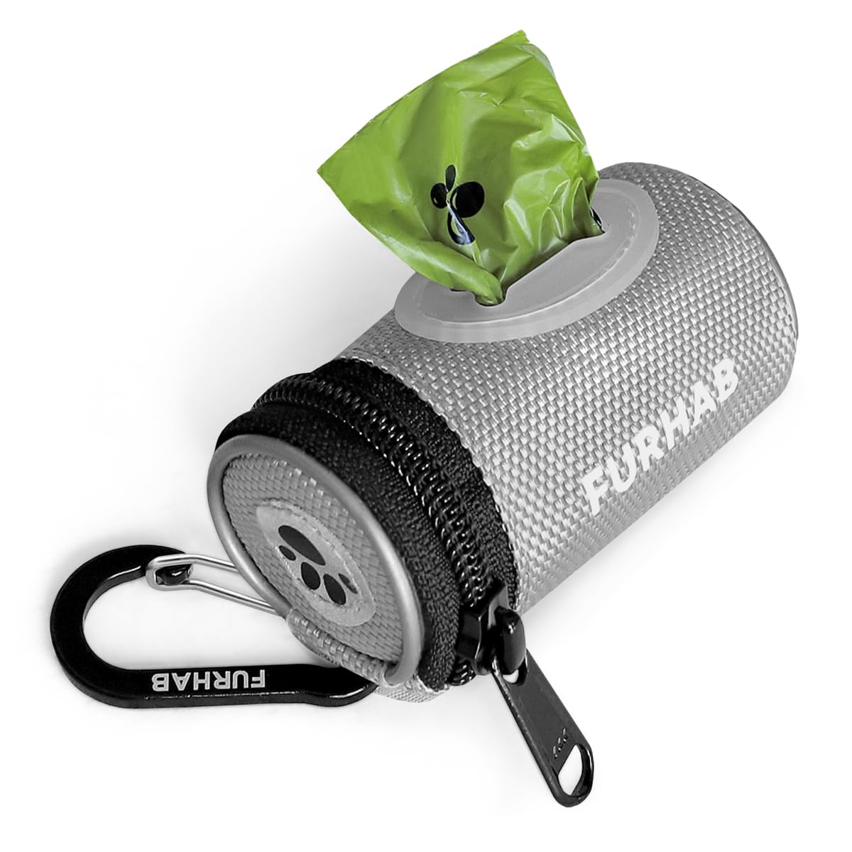 Photo 1 of *****BAGS NOT INCLUDED****
FURHAB Glow Dog Poop Bag Holder for Leash Doggie Waste Bag Dispenser Puppy Potty Carrier Small Doggy Zipper Pouch with Carabiner Clip 1680D Nylon Oxford, Silver
