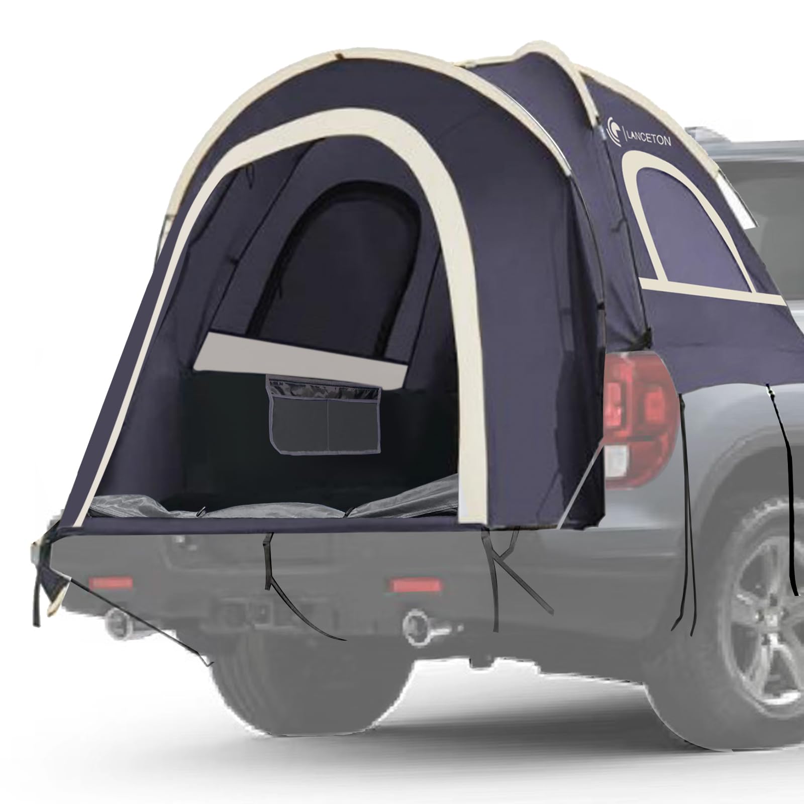 Photo 1 of Lanceton Pickup Truck Tent, Fit 5.5-6 Foot Truck Bed, Waterproof PU3000mm high Density Polyester Oxford, Windproof Pole and Insect-Prevention Double Layer Mesh Window & Door, Unique Rear Window Pipe