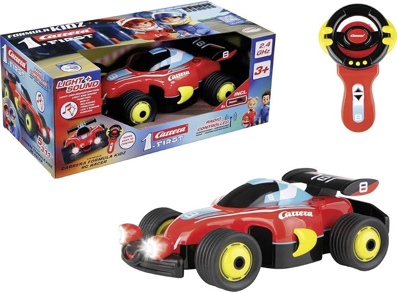RC Formula Kidz RC Racer, com controlo preciso a 2,4 GHz, escala 1:20, comando do volante, fácil de conduzir, luzes e sons, 23 cm de comprimento, desde 3 anos, todas as baterias