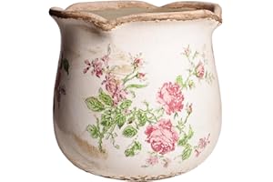 Xiaan Jiaju Ceramic Pots for Plants, Vintage Plant Pot with Drainage Hole, 6.11in. Planter for Indoor Plants, Crackle Glaze Finish Flower Pot, Perfect Tuscan Ceramic Planter for Gardening, Rose Floral