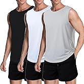meioro Men's Workout Tank Top 3 Pack Gym Bodybuilding T Shirt Fitness Sleeveless Muscle Tee Shirts Mesh Dry Fit