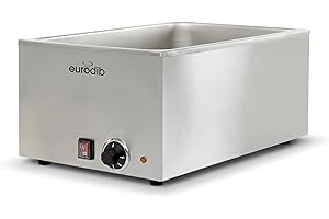 Eurodib FW6 1200W Electric Steam Table Food Warmer – Commercial Bain Marie, Adjustable Thermostat, Stainless Steel Countertop