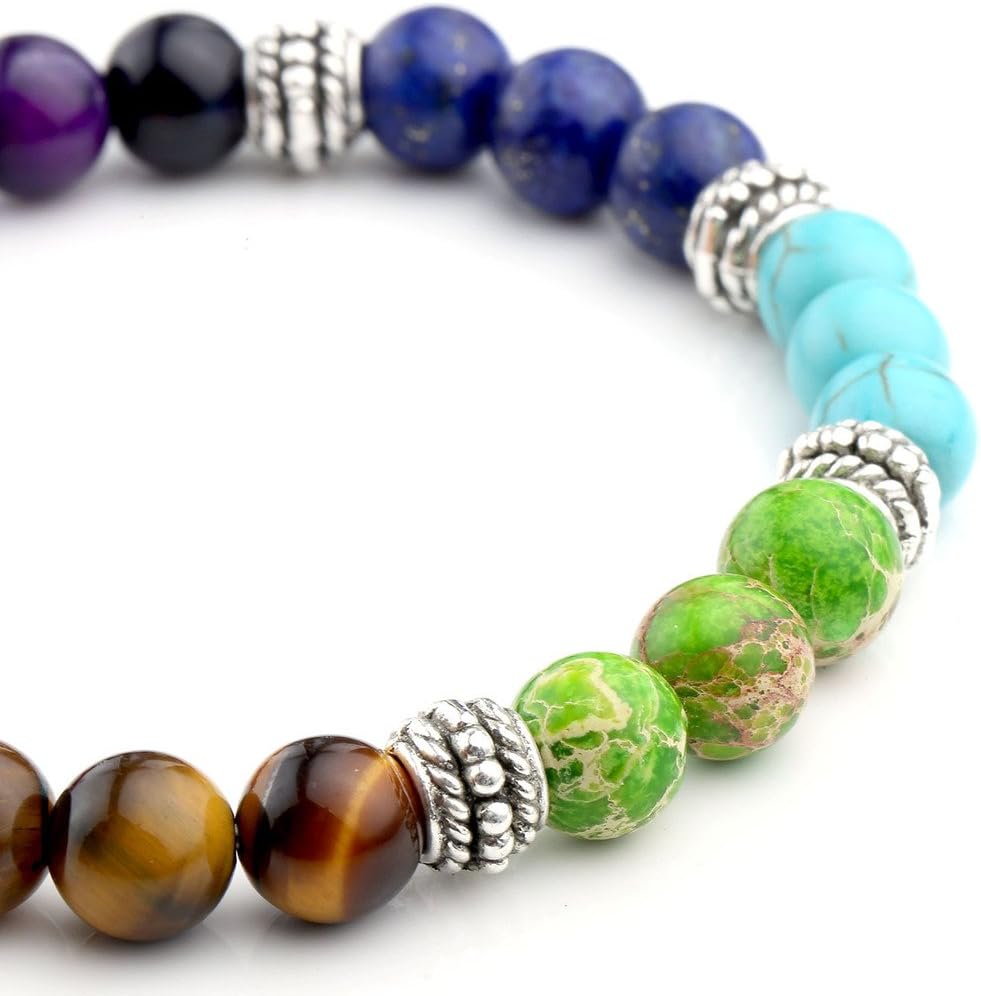 Jovivi 7 Chakra Crystals Gemstones Healing Beads Bracelet Women Natural Stone Yoga Reiki Balancing Mala Meditation Beaded Lucky Charm Stretch Bracelet - Image 4