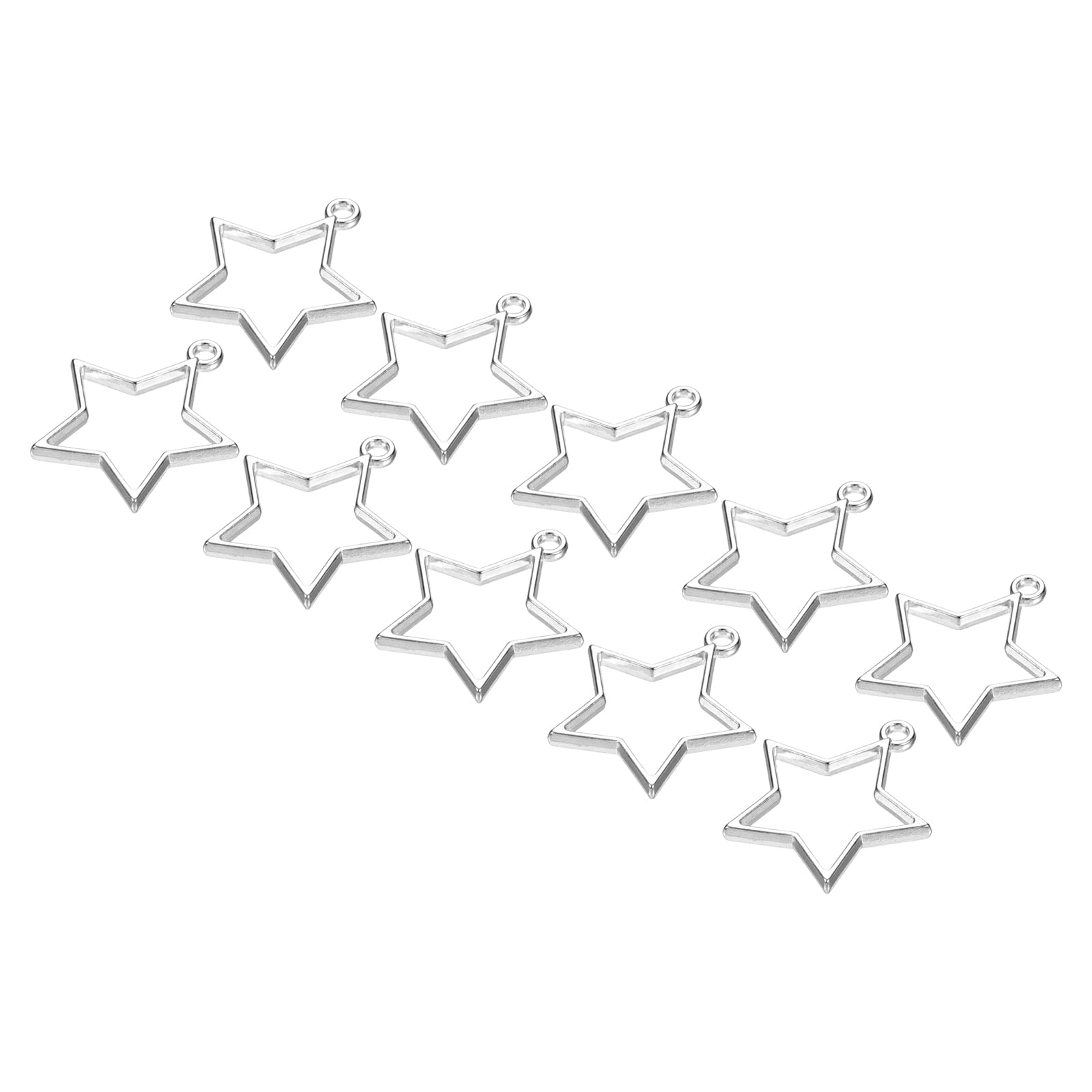 M METERXITY 10 Pack Open Bezels for Resin - Hollow Frames Alloy Star Shaped, Apply to DIY Crafts Pendants Pressed Flowers (Silver Tone)