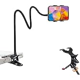 Kdyxvhy Gooseneck Phone Holder for Desk,Clip On Phone Holder for Bed,Flexible Long Arm Lazy Bracket,Cell Phone Stand Mount with Clamp for iPhone 16 Pro Max 15 14 13 X SE Series,for All 4"-7" Cellphone