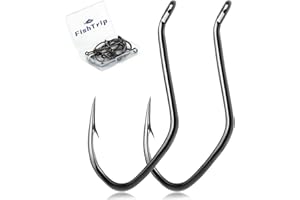 FishTrip Catfish Hooks Big River Hooks, 25/50pcs Live Cut Bait Fishing Hook for Catfishing Flathead Saltwater Freshwater