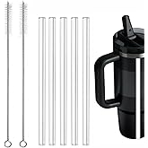 Straw Replacement for Stanley Quencher ProTour Flip Straw Tumbler 30oz,5 Pack Clear Reusable Drinking Straws with Cleaning Brush for Stanley Quencher ProTour 30oz Cup