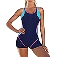 Zando One Piece Swimsuit Women Boyleg Swimsuits for Women One Piece Tummy Control Bathing Suit Sporty Boyshorts Swimwear