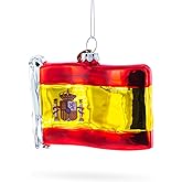 Waving Flag of Spain Blown Glass Christmas Ornament