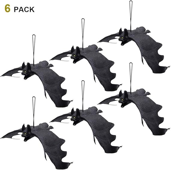 ATDAWN Halloween Hanging Bats, Rubber Bats, Realistic