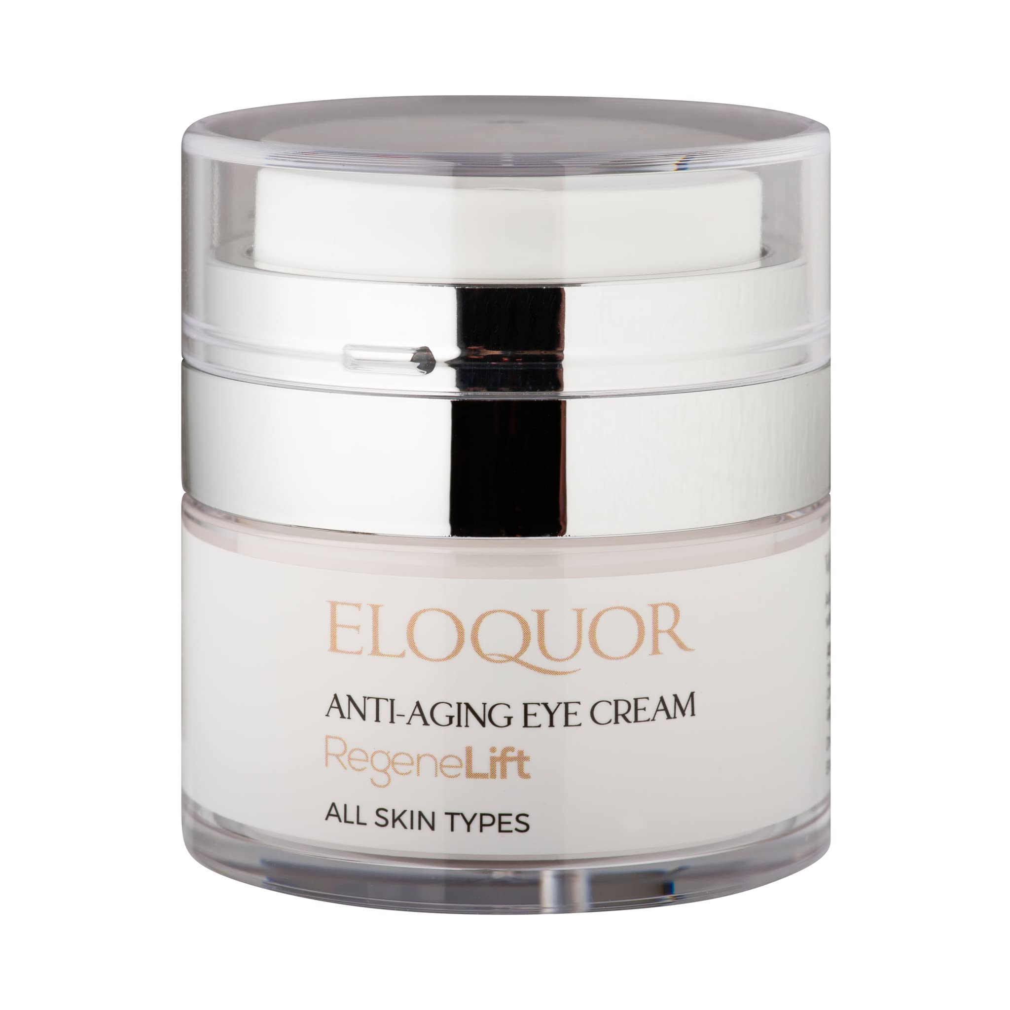 Eloquor RegeneLift Anti-Aging Eye Cream - Hydrates, Reduces Wrinkles, Fine Lines, Dark Circles & Puffiness - Lightweight, Non-Greasy, Peptide, Retinol, Hyaluronic Acid, Natural, Organic, Vegan, 15ml