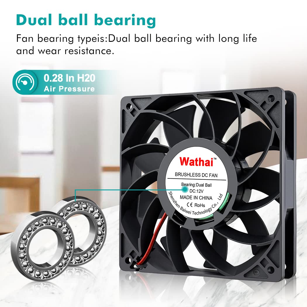 Mua Wathai 120mm x 25mm 12V High Pressure CFM Fan Dual Ball High Speed ...