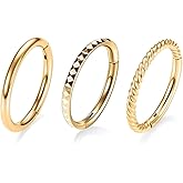 AROWRO Nose Rings Hoops 3 Pcs Conch Piercing Jewelry Surgical Steel Cartilage Earrings for Women Men 20G 18G 16G Septum Rings Helix Daith Rook Tragus Piercing Jewelry