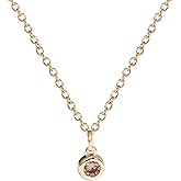 Amazon Essentials Yellow Gold Plated Brass Birthstone Solitaire Pendant Necklace, 16'' + 2'' Extender