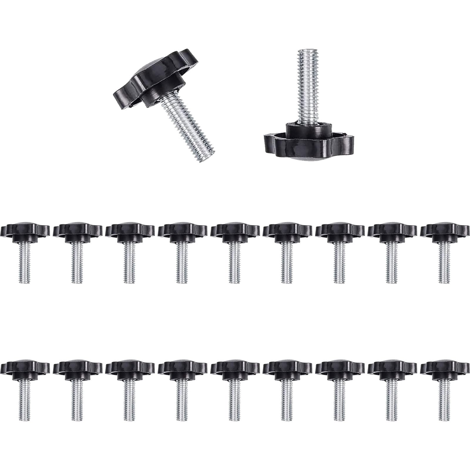 INCREWAY 20Pcs Thumb Screw, M6x25mm Star Head Threaded Knurled Thumbscrew Grip Knobs Clamping Screw for Machinery Latche