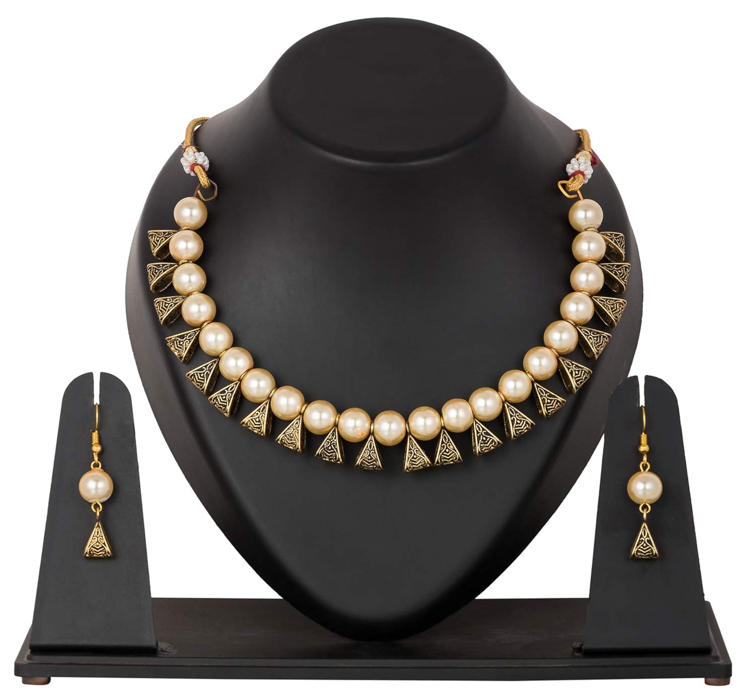 samyra pearl choker traditional necklace set with earrings for girls and women
